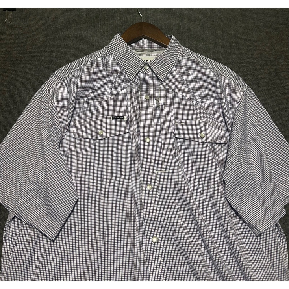 Poncho regular fit pearl snap shirt short sleeve fishing outdoors purple Large